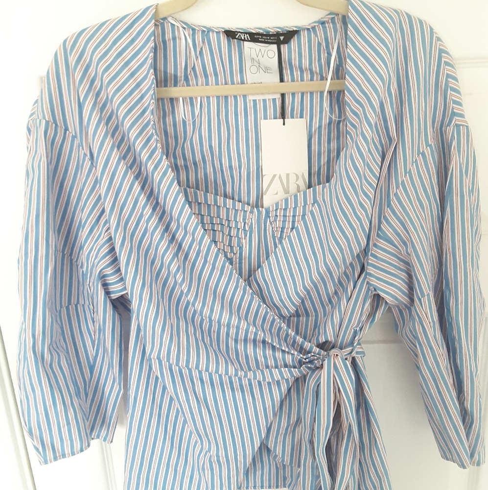 Zara 2in 1 shirt+bralette